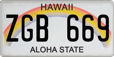 HI license plate ZGB669
