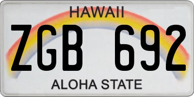 HI license plate ZGB692