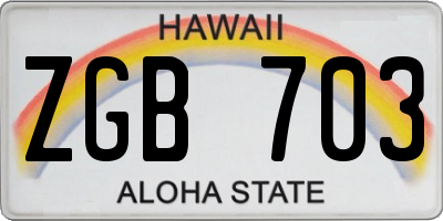HI license plate ZGB703