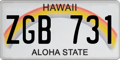 HI license plate ZGB731