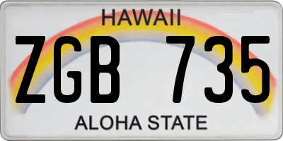 HI license plate ZGB735