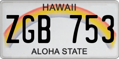 HI license plate ZGB753