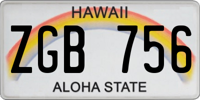 HI license plate ZGB756