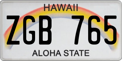 HI license plate ZGB765