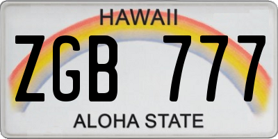 HI license plate ZGB777