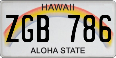 HI license plate ZGB786