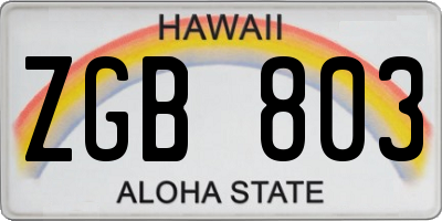 HI license plate ZGB803