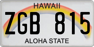 HI license plate ZGB815