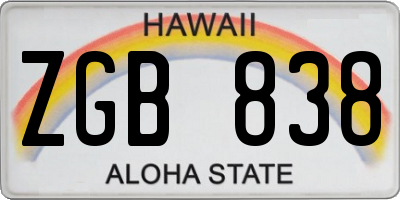 HI license plate ZGB838