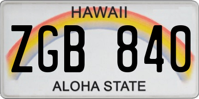 HI license plate ZGB840