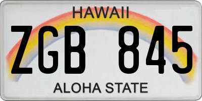HI license plate ZGB845