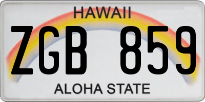 HI license plate ZGB859