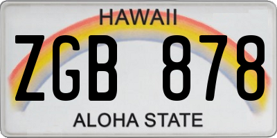HI license plate ZGB878