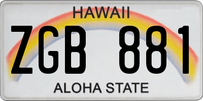 HI license plate ZGB881