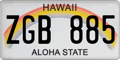 HI license plate ZGB885