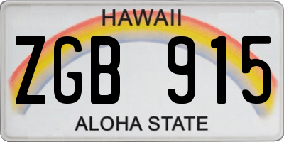 HI license plate ZGB915