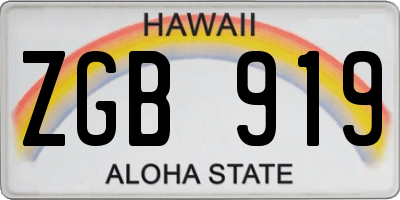 HI license plate ZGB919