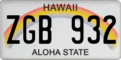 HI license plate ZGB932