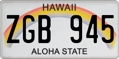 HI license plate ZGB945