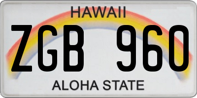 HI license plate ZGB960