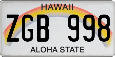 HI license plate ZGB998