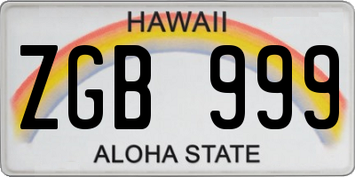 HI license plate ZGB999