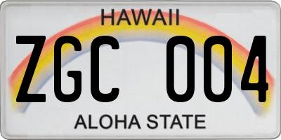 HI license plate ZGC004