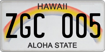 HI license plate ZGC005