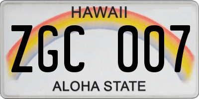 HI license plate ZGC007