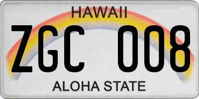 HI license plate ZGC008