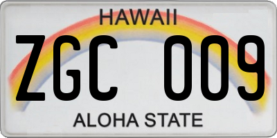 HI license plate ZGC009
