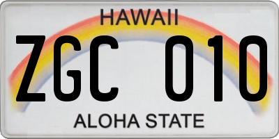 HI license plate ZGC010