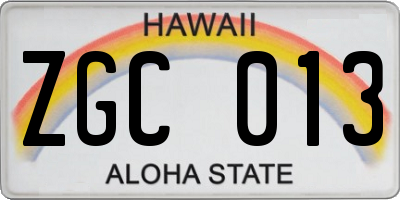 HI license plate ZGC013