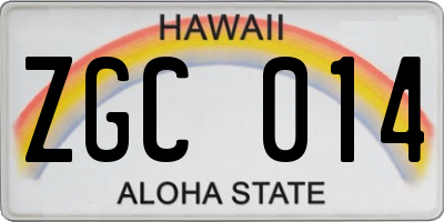 HI license plate ZGC014