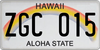 HI license plate ZGC015
