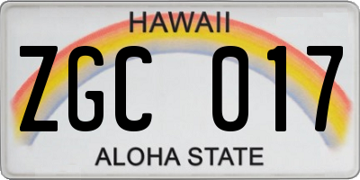 HI license plate ZGC017