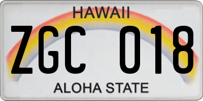 HI license plate ZGC018