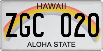 HI license plate ZGC020