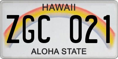 HI license plate ZGC021