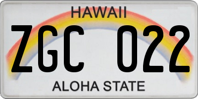 HI license plate ZGC022