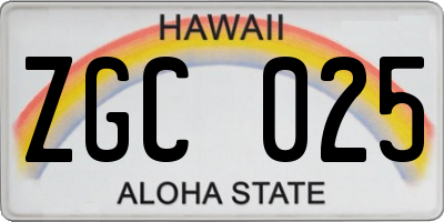 HI license plate ZGC025