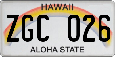 HI license plate ZGC026