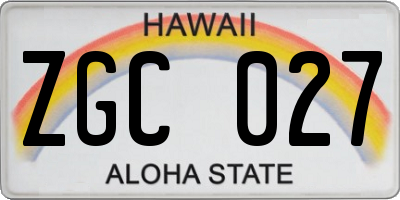 HI license plate ZGC027