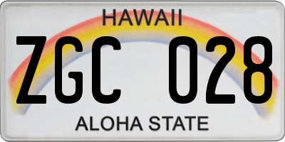 HI license plate ZGC028