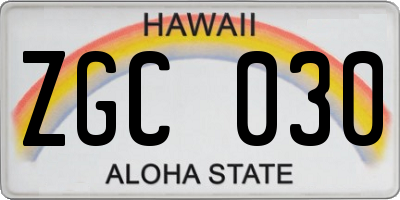HI license plate ZGC030