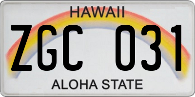HI license plate ZGC031