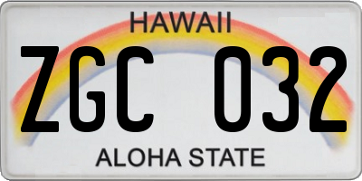 HI license plate ZGC032