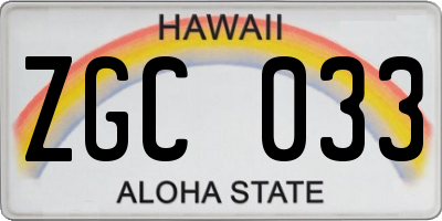 HI license plate ZGC033