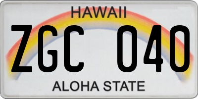 HI license plate ZGC040