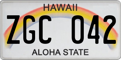HI license plate ZGC042